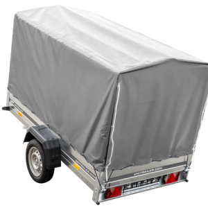 UNITRAILER GARDEN 230 Kantelbare aanhangwagen (230x125 cm) met grijs hoog huifzeil (110 cm)